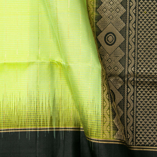 Green And Black Handwoven Soft Silk Saree Pure Silk For Festive Wear PV NYC 1689