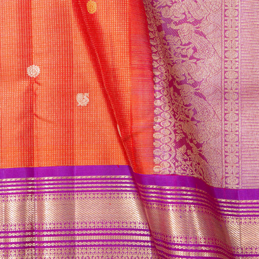 Orange And Magenta Kanchipuram Silk Saree For Bridal Wear PV MEN 279