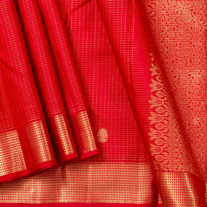 Red Kanchipuram Silk Saree For Festive Wear PV MEN 229 - Silk Sari - Panjavarnam PV MEN 229