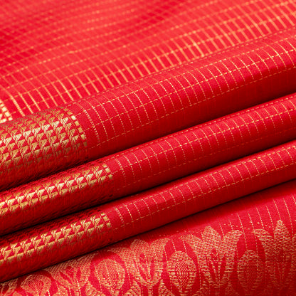 Red Kanchipuram Silk Saree For Festive Wear PV MEN 229 - Silk Sari - Panjavarnam PV MEN 229