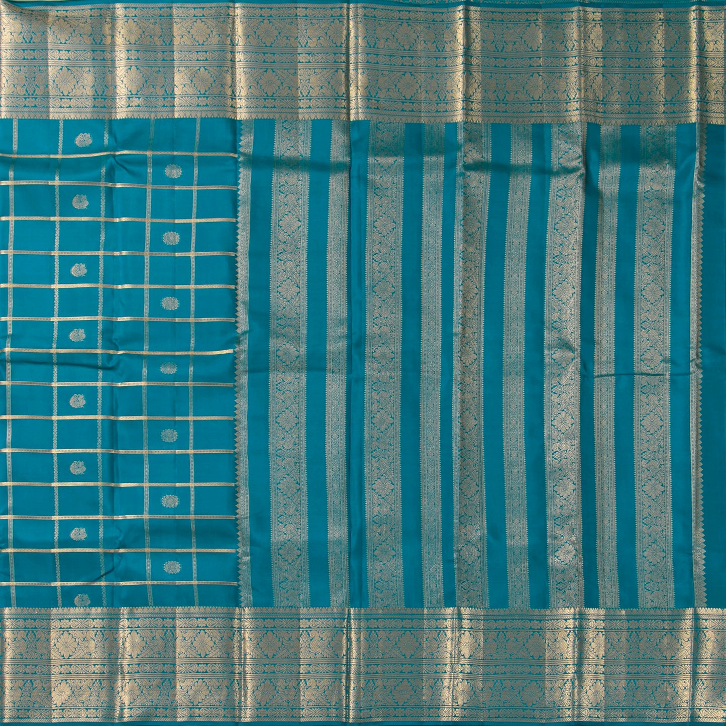 Peacock Blue Kanchipuram Silk Saree For Festive Wear PV MEN 294