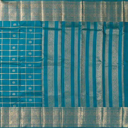 Peacock Blue Kanchipuram Silk Saree For Festive Wear PV MEN 294