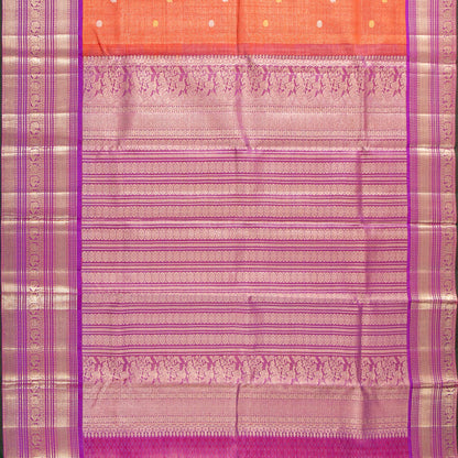 Orange And Magenta Kanchipuram Silk Saree For Bridal Wear PV MEN 279