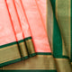9 Yards Pastel Peach Ganga Jamuna Border Kanchipuram Silk Saree Handwoven Pure Silk Pure Zari For Wedding Wear PV NYC 1698