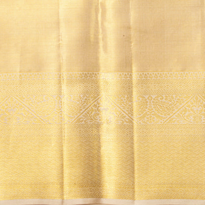 Off White Kanchipuram Silk Saree For Bridal Wear PV MEN 252