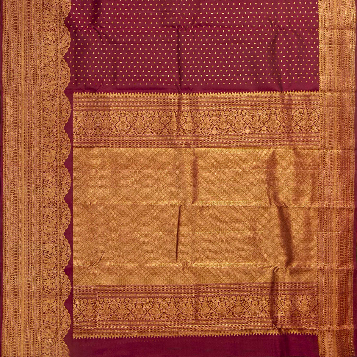 Maroon Kanchipuram Silk Saree For Festive Wear PV MEN 239 - Silk Sari - Panjavarnam PV MEN 239