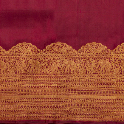 Maroon Kanchipuram Silk Saree For Festive Wear PV MEN 239 - Silk Sari - Panjavarnam PV MEN 239