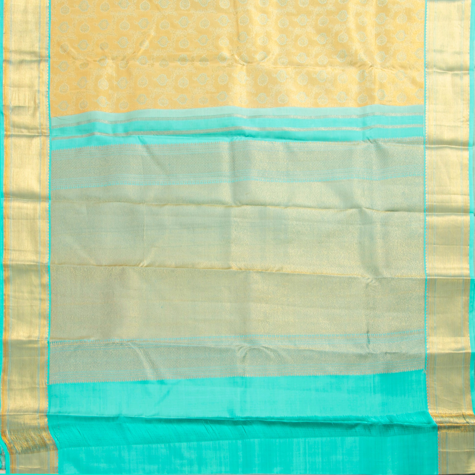 Gold And Blue Tissue Kanchipuram Silk Saree For Bridal Wear PV MEN 274 - Silk Sari - Panjavarnam PV MEN 274