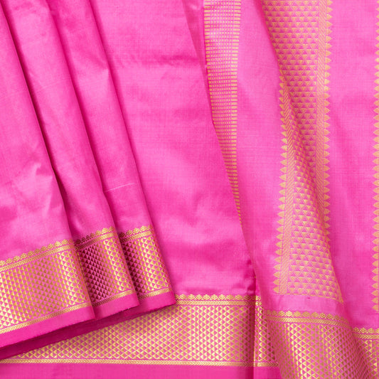 9 Yards Pink Kanchipuram Silk Saree Handwoven Pure Silk Pure Zari For Wedding Wear PV NYC 1707