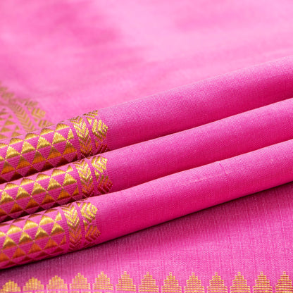 9 Yards Pink Kanchipuram Silk Saree Handwoven Pure Silk Pure Zari For Wedding Wear PV NYC 1707