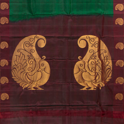Green And Maroon Kanchipuram Silk Saree For Festive Wear PV MEN 120