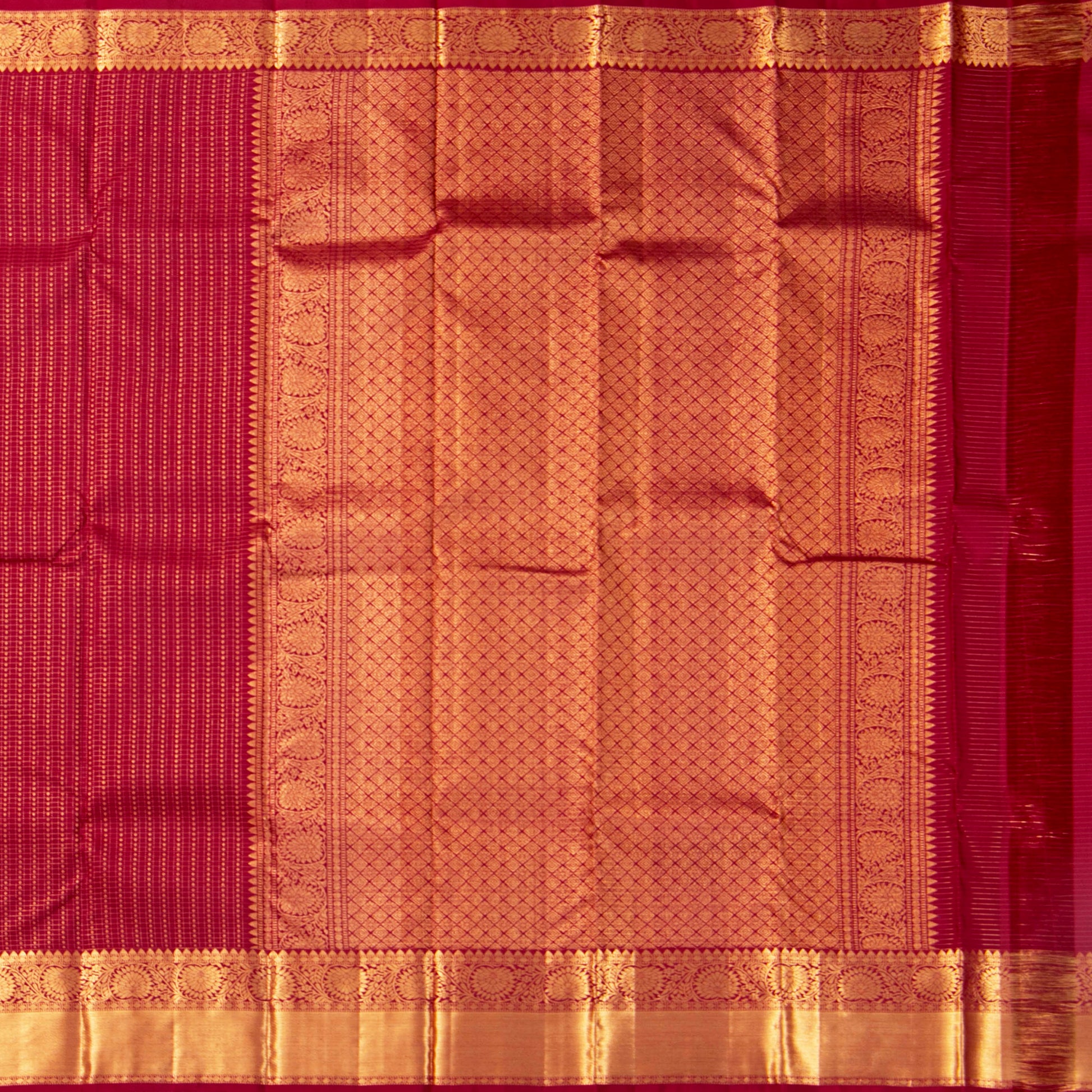 Maroon Kanchipuram Silk Saree For Bridal Wear PV MEN 253 - Silk Sari - Panjavarnam PV MEN 253