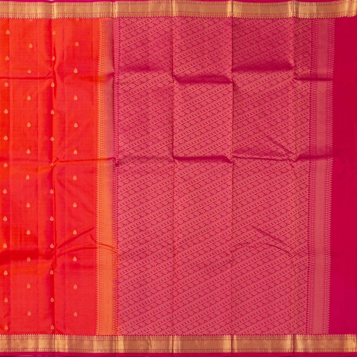 Orange And Pink Kanchipuram Silk Saree For Festive Wear PV MEN 156