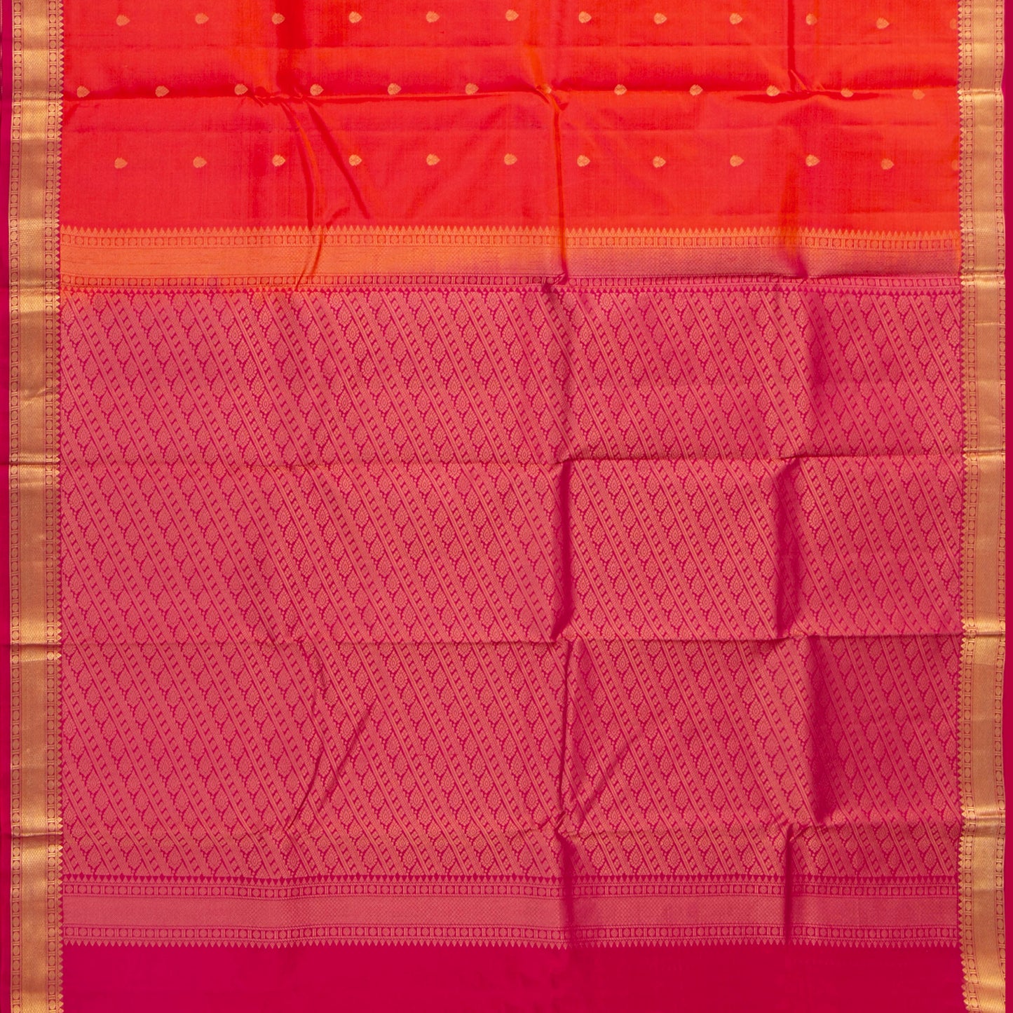 Orange And Pink Kanchipuram Silk Saree For Festive Wear PV MEN 156