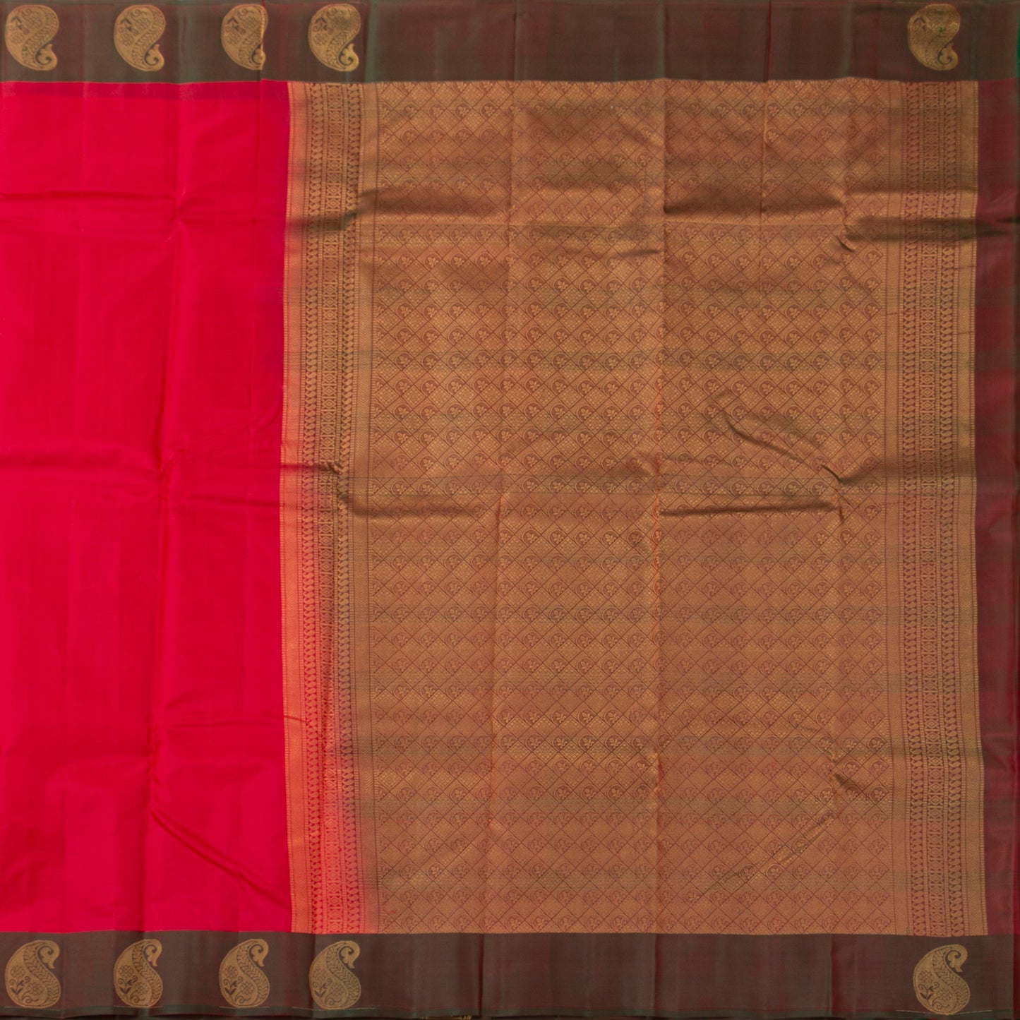 Pink And Green Kanchipuram Silk Saree For Festive Wear PV MEN 119