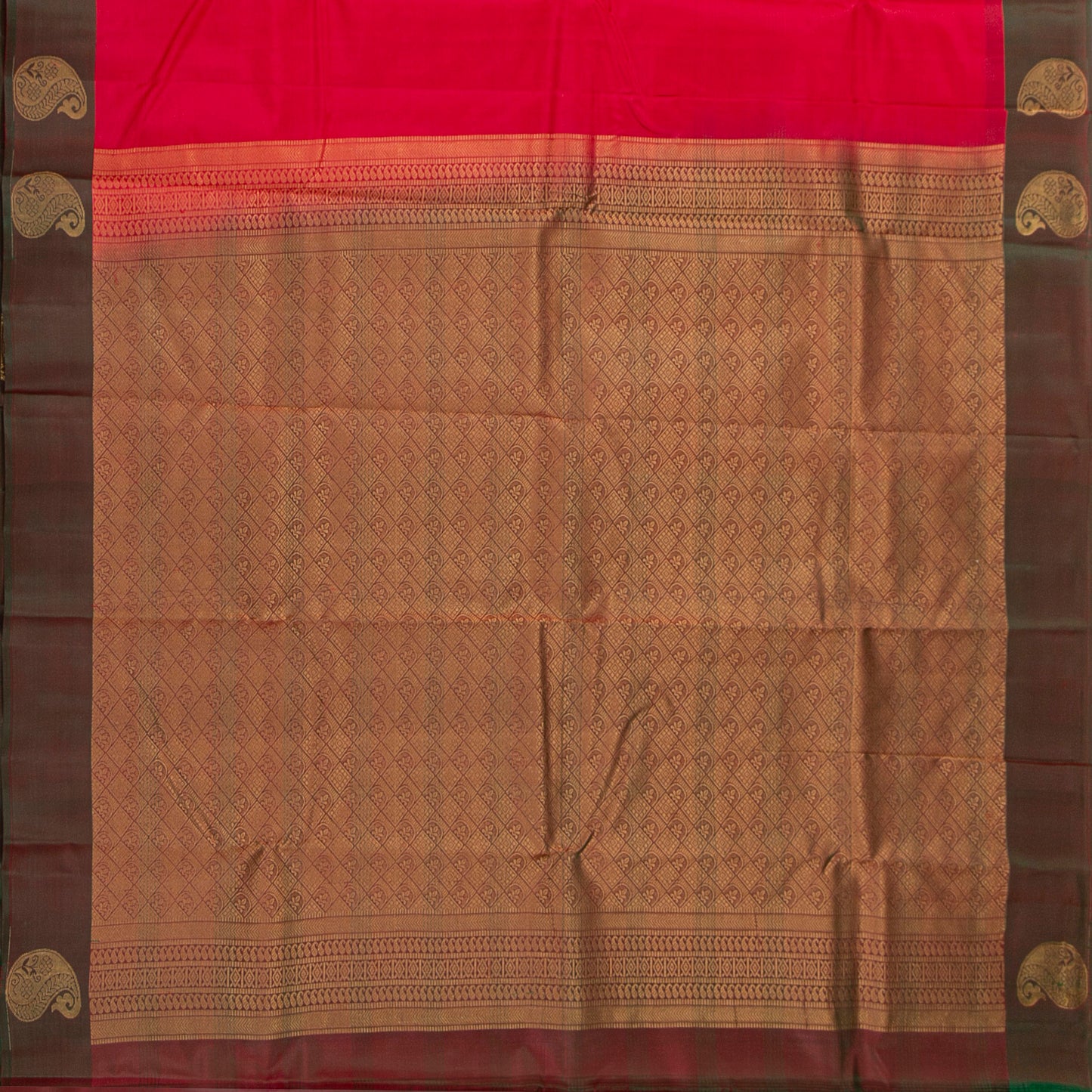 Pink And Green Kanchipuram Silk Saree For Festive Wear PV MEN 119