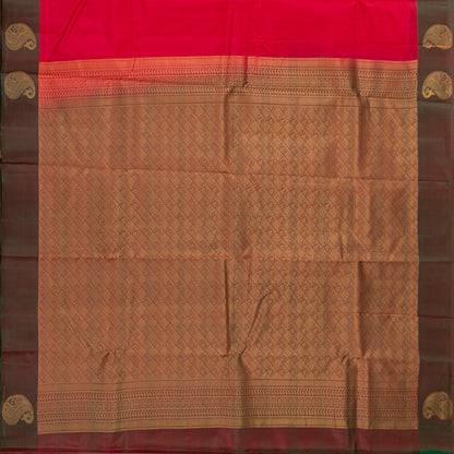 Pink And Green Kanchipuram Silk Saree For Festive Wear PV MEN 119