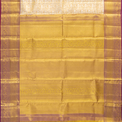 Off White And Magenta Tissue Kanchipuram Silk Saree For Bridal Wear PV MEN 268