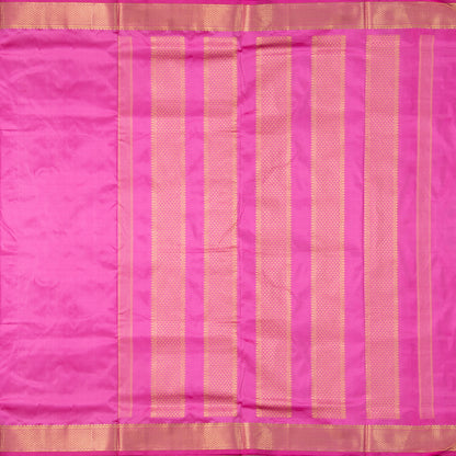 9 Yards Pink Kanchipuram Silk Saree Handwoven Pure Silk Pure Zari For Wedding Wear PV NYC 1707