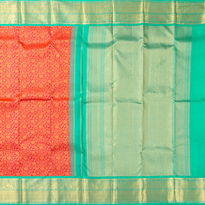 Red And Sea Green Kanchipuram Silk Saree For Festive Wear PV MEN 224 - Silk Sari - Panjavarnam PV MEN 224