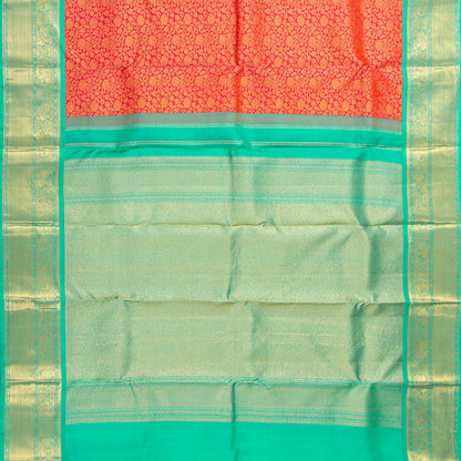 Red And Sea Green Kanchipuram Silk Saree For Festive Wear PV MEN 224 - Silk Sari - Panjavarnam PV MEN 224