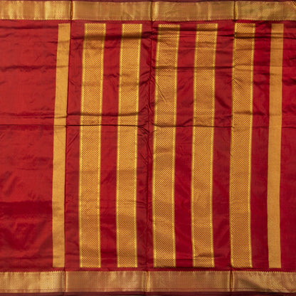 9 Yards Maroon Kanchipuram Silk Saree Handwoven Pure Silk Pure Zari For Wedding Wear PV NYC 1702