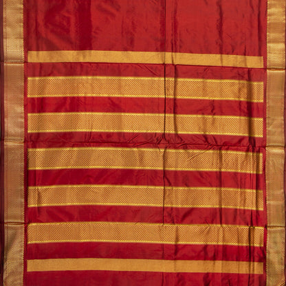 9 Yards Maroon Kanchipuram Silk Saree Handwoven Pure Silk Pure Zari For Wedding Wear PV NYC 1702