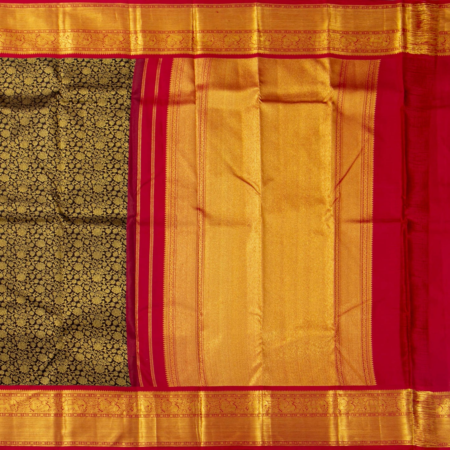 Brown And Red Kanchipuram Silk Saree For Festive Wear PV MEN 223
