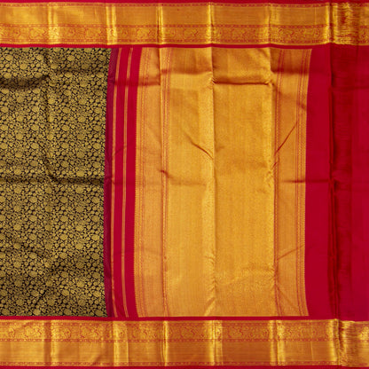 Brown And Red Kanchipuram Silk Saree For Festive Wear PV MEN 223