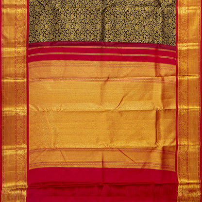 Brown And Red Kanchipuram Silk Saree For Festive Wear PV MEN 223