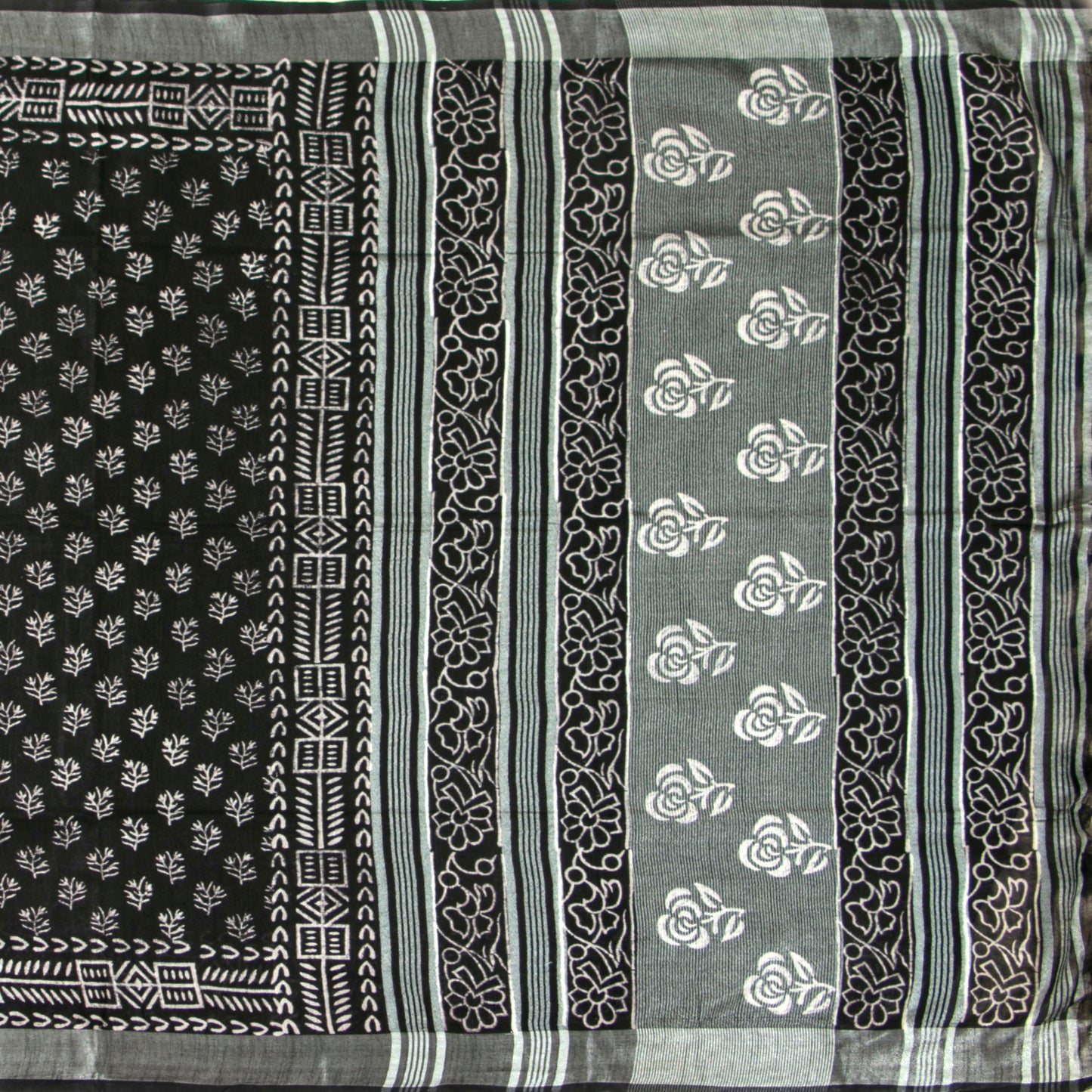 Black Cotton Saree Handwoven PV YU 2070