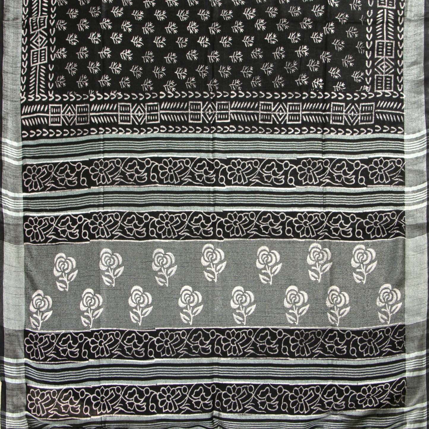 Black Cotton Saree Handwoven PV YU 2070