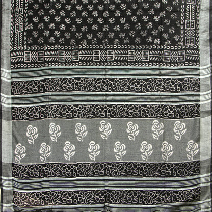 Black Cotton Saree Handwoven PV YU 2070