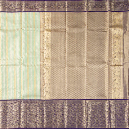 Pastel Blue And Navy Blue Tissue Kanchipuram Silk Saree For Bridal Wear PV MEN 284 - Silk Sari - Panjavarnam PV MEN 284