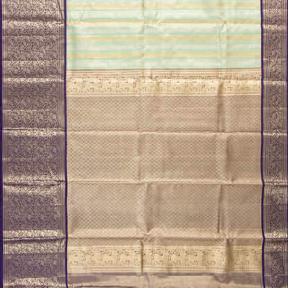Pastel Blue And Navy Blue Tissue Kanchipuram Silk Saree For Bridal Wear PV MEN 284 - Silk Sari - Panjavarnam PV MEN 284