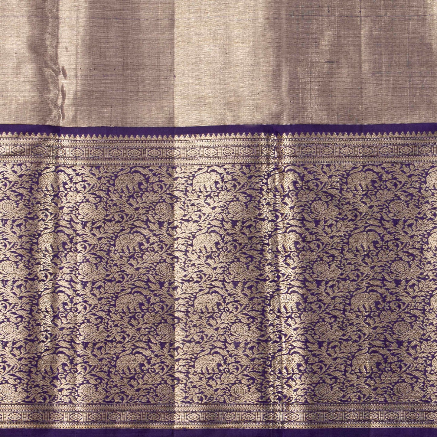 Pastel Blue And Navy Blue Tissue Kanchipuram Silk Saree For Bridal Wear PV MEN 284 - Silk Sari - Panjavarnam PV MEN 284