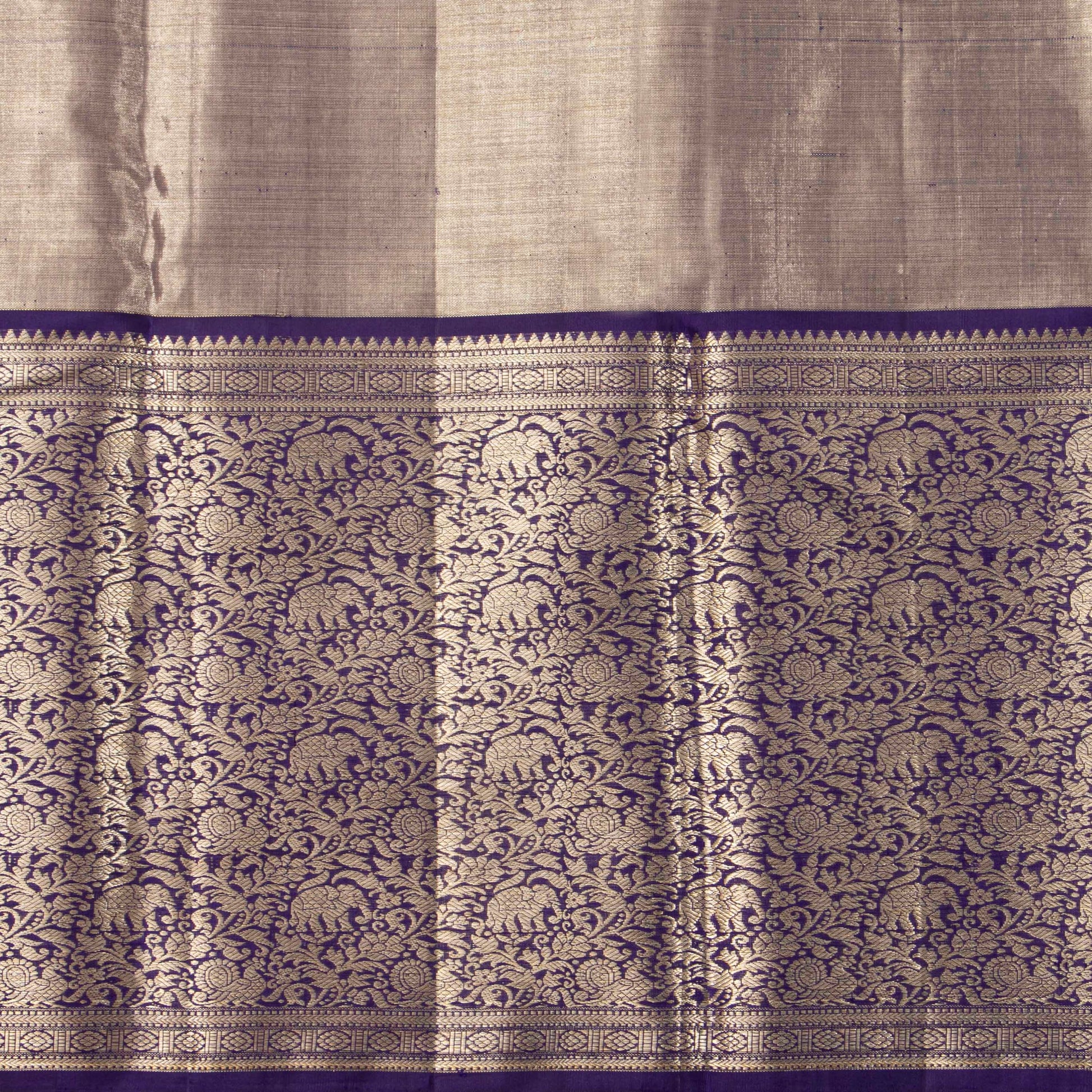 Pastel Blue And Navy Blue Tissue Kanchipuram Silk Saree For Bridal Wear PV MEN 284 - Silk Sari - Panjavarnam PV MEN 284