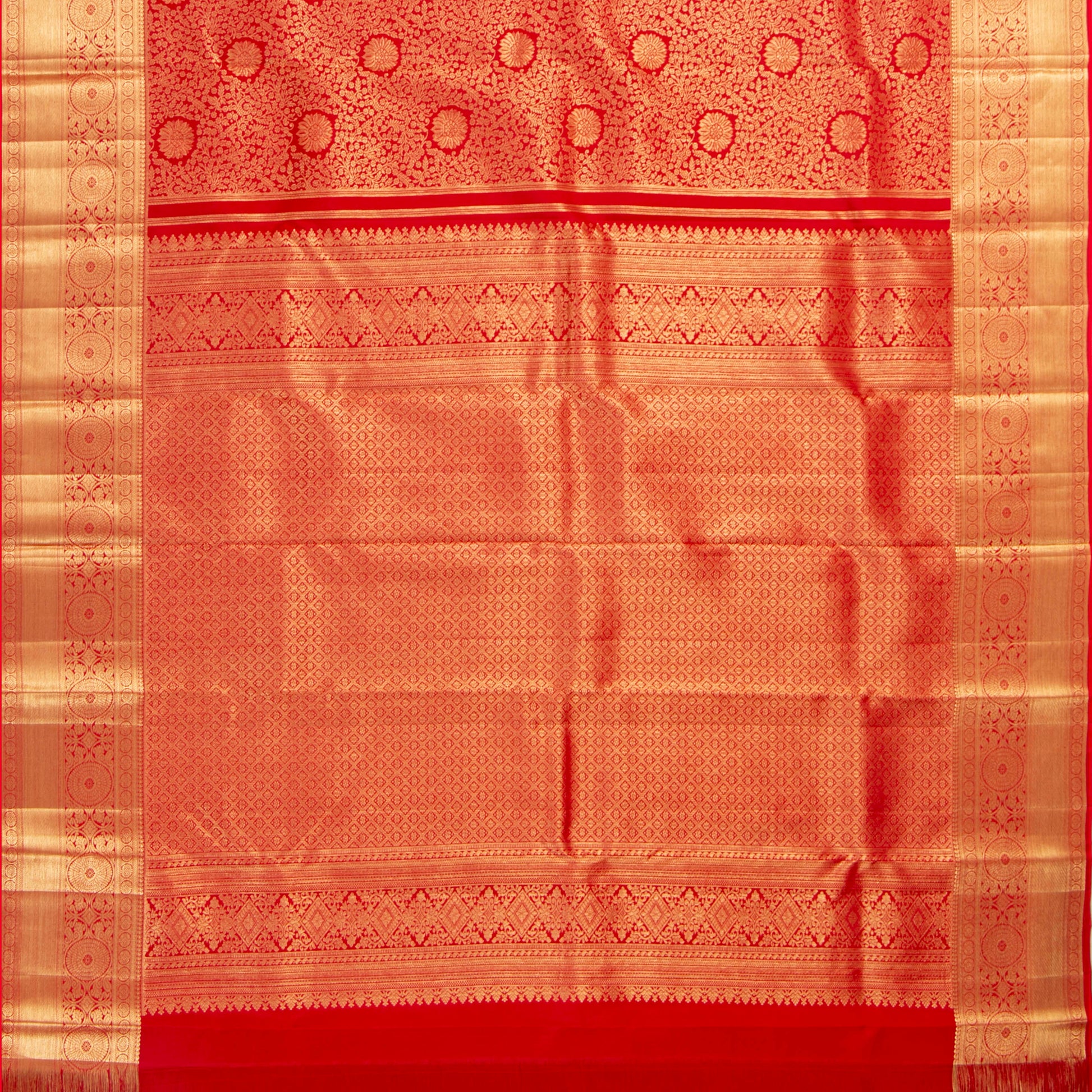 Red Kanchipuram Silk Saree For Festive Wear PV MEN 260 - Silk Sari - Panjavarnam PV MEN 260
