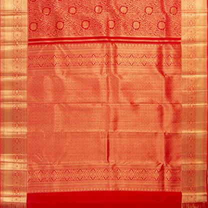 Red Kanchipuram Silk Saree For Festive Wear PV MEN 260 - Silk Sari - Panjavarnam PV MEN 260