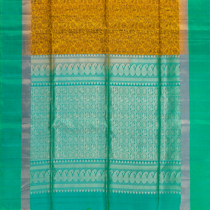 Yellow And Sea Green Handwoven Soft Silk Saree Pure Silk For Office Wear PV NYC 1688