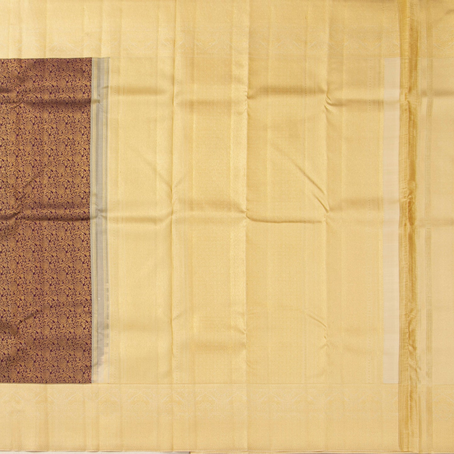 Maroon And Off White Kanchipuram Silk Saree For Bridal Wear PV MEN 282 - Silk Sari - Panjavarnam PV MEN 282
