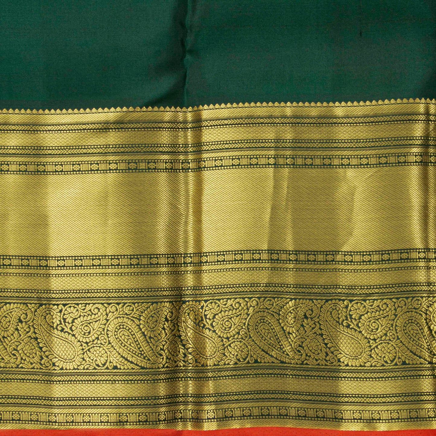 Orange And Green Kanchipuram Silk Saree For Festival Wear PV MEN 143
