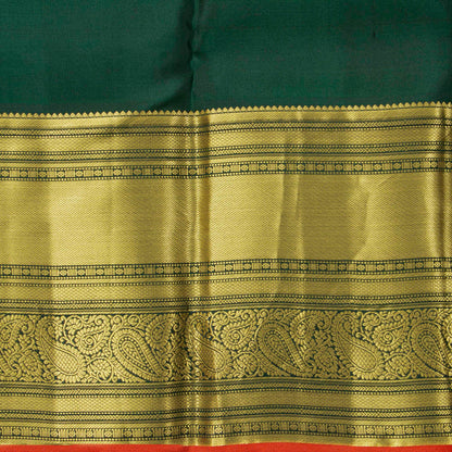 Orange And Green Kanchipuram Silk Saree For Festival Wear PV MEN 143