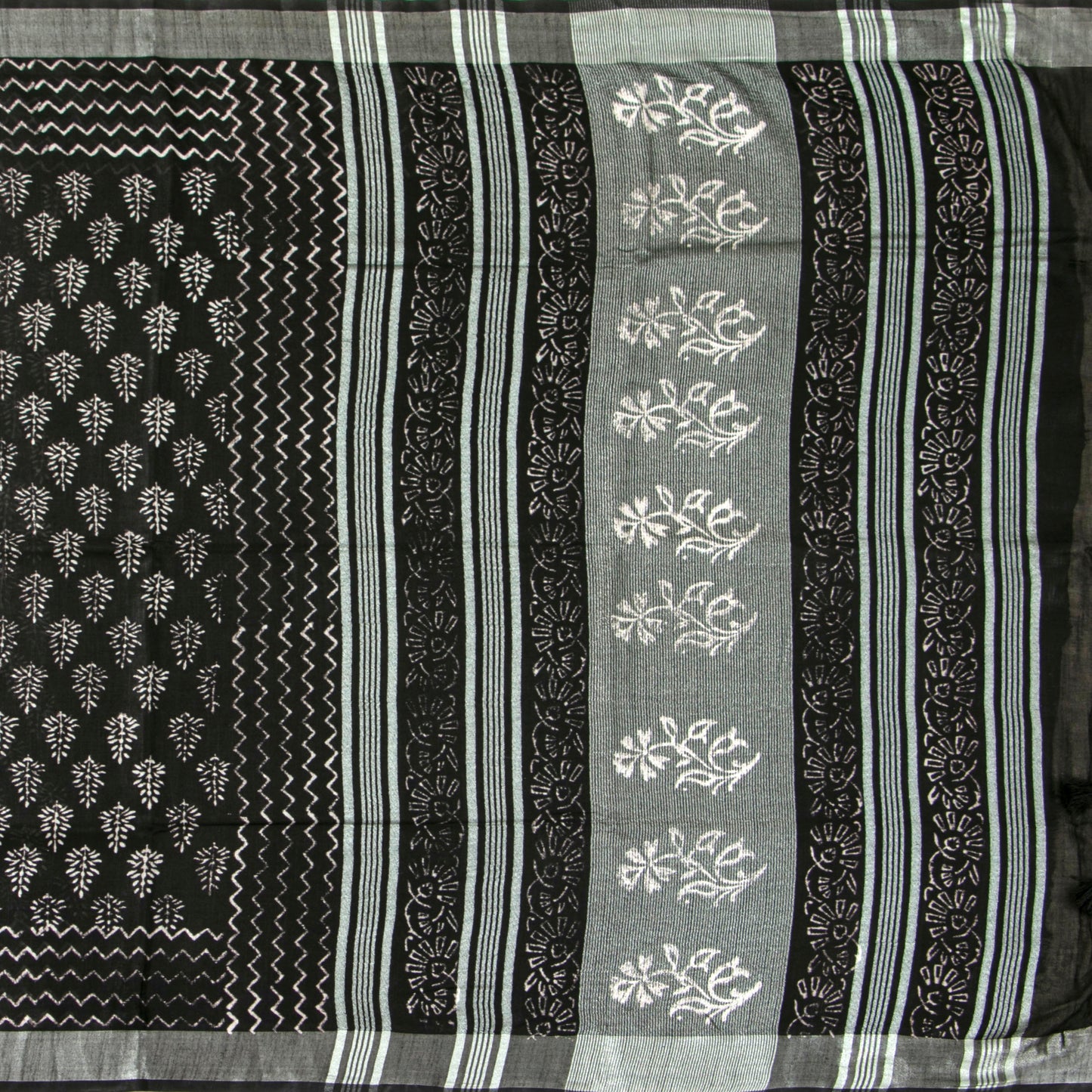 Black Cotton Saree Handwoven PV YU 2065