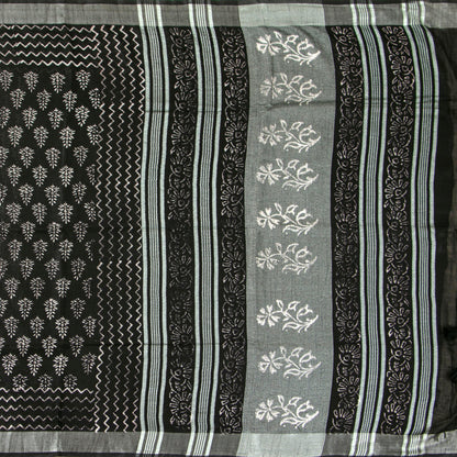 Black Cotton Saree Handwoven PV YU 2065