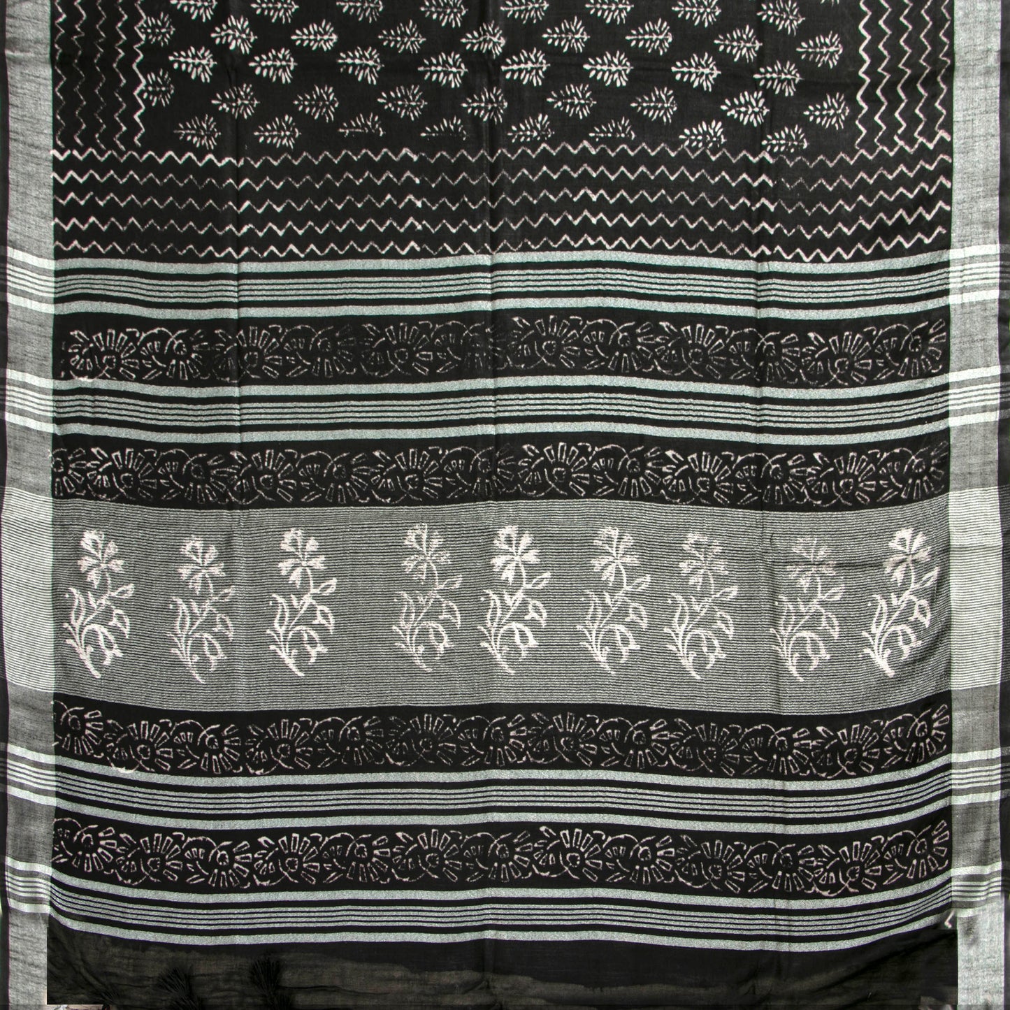 Black Cotton Saree Handwoven PV YU 2065