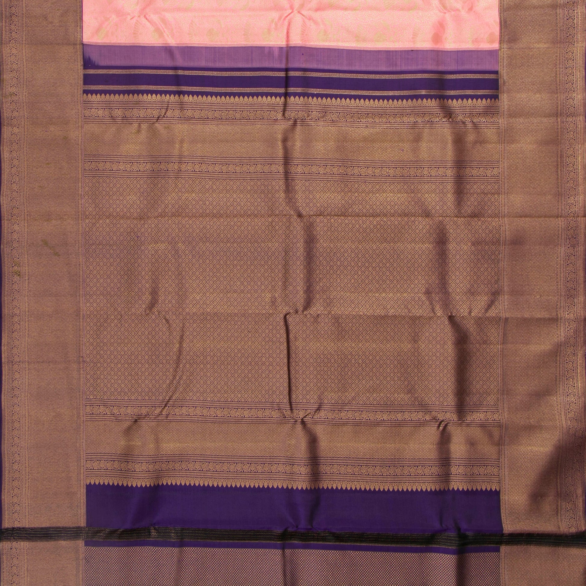 Pink And Purple Kanchipuram Silk Saree For Bridal Wear PV MEN 283 - Silk Sari - Panjavarnam PV MEN 283