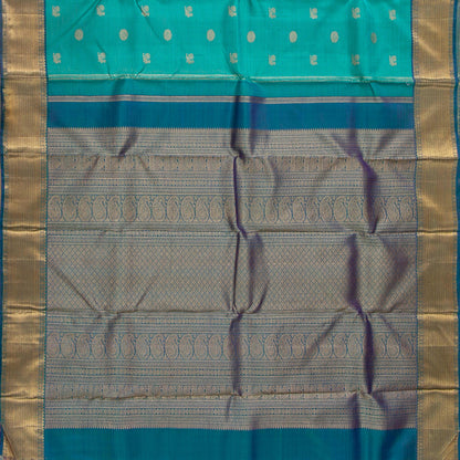Mayilkazhuthu Green and Blue Kanchipuram Silk Saree Vaira Oosi For Bridal Wear PV NYC 1601