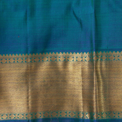 Mayilkazhuthu Green and Blue Kanchipuram Silk Saree Vaira Oosi For Bridal Wear PV NYC 1601