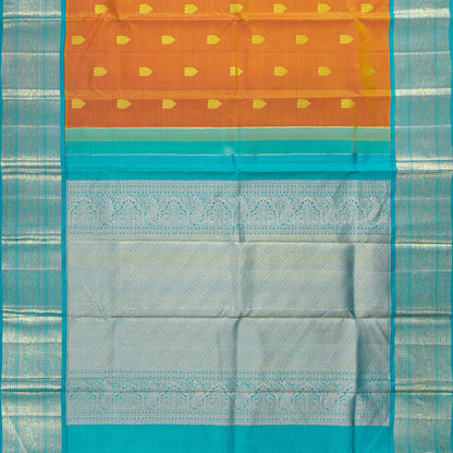 Orange And Anandha Blue Kanchipuram Silk Saree With Silver Zari For Wedding Wear PV NYC 1595